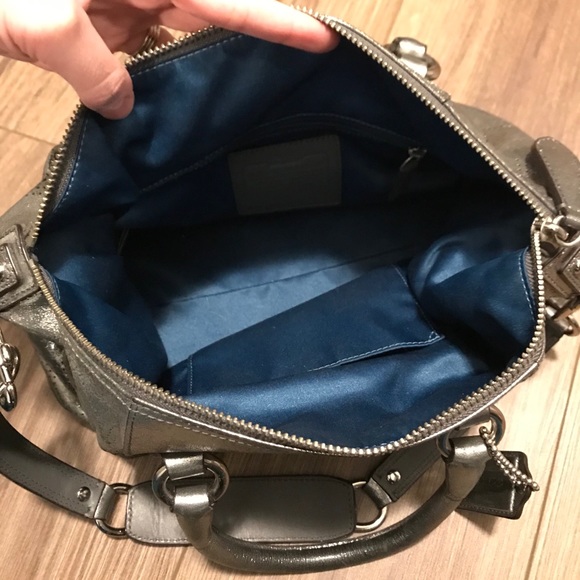 Metallic Silver Coach Shoulder Bag - Picture 3 of 6